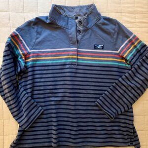 Vintage L.L. Bean Multistripe Women's Popover shirt, blue, size 1X